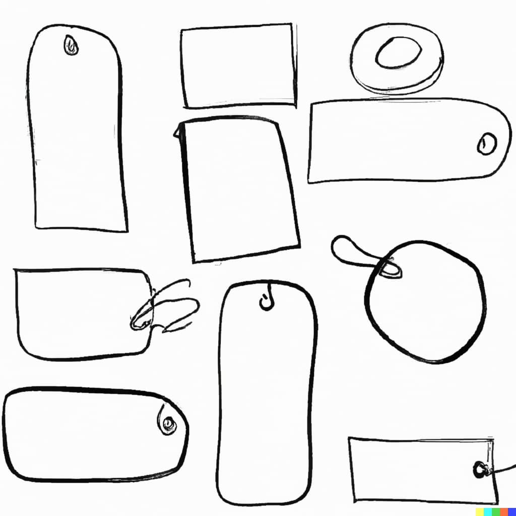 Drawing of paper tags.